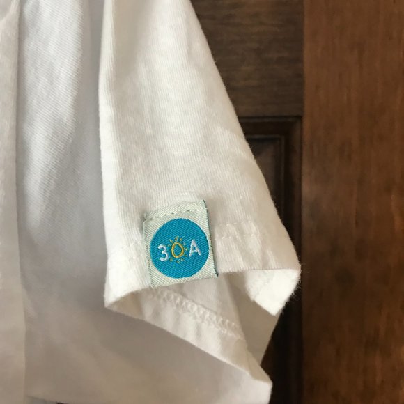 30A Dumpster Diver White V-Neck BEACH HAPPY Tee Made from Plastic Bottles Medium - Picture 8 of 12